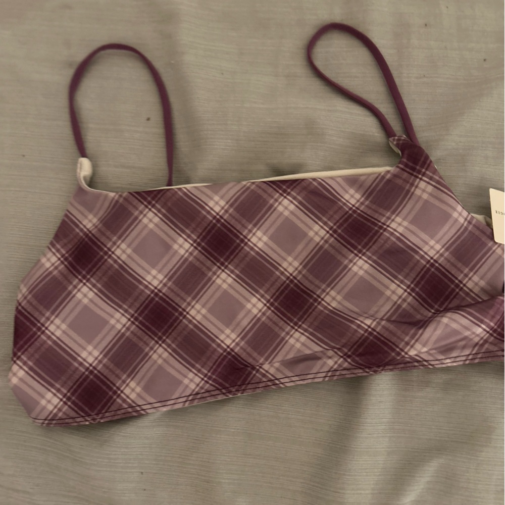Anthropologie Purple Active No Padding Plaid Bra